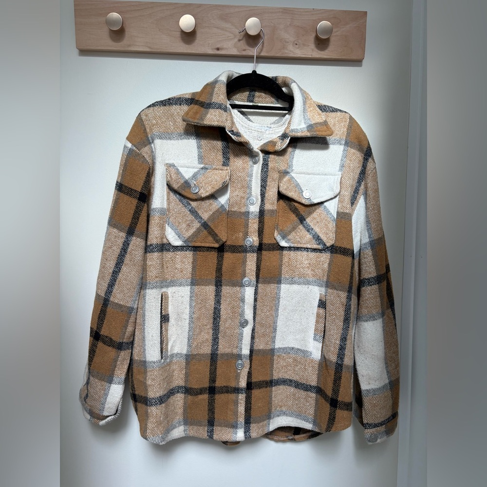 Plaid Women's Jacket in Brown and Cream